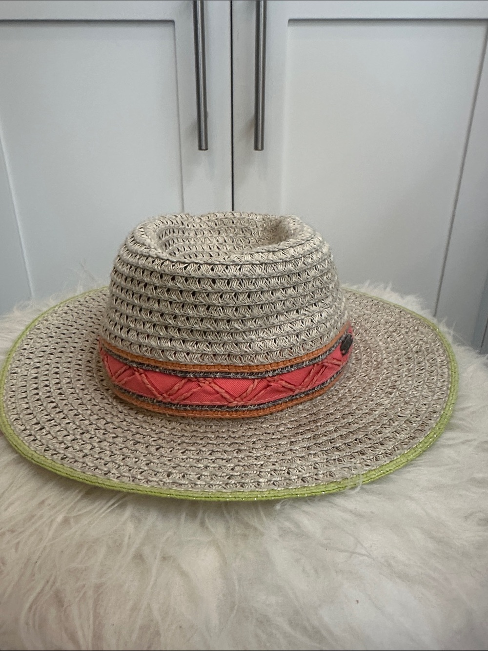 pistil Natural Straw Sun Hat with Coral Band